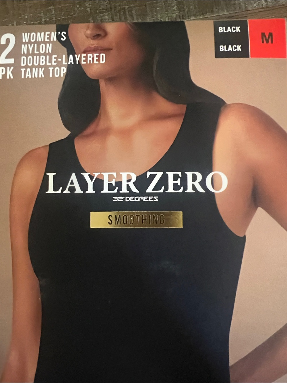 32 Degrees 2 pack Medium Women's Black Double-Layered Smoothing Tank Top